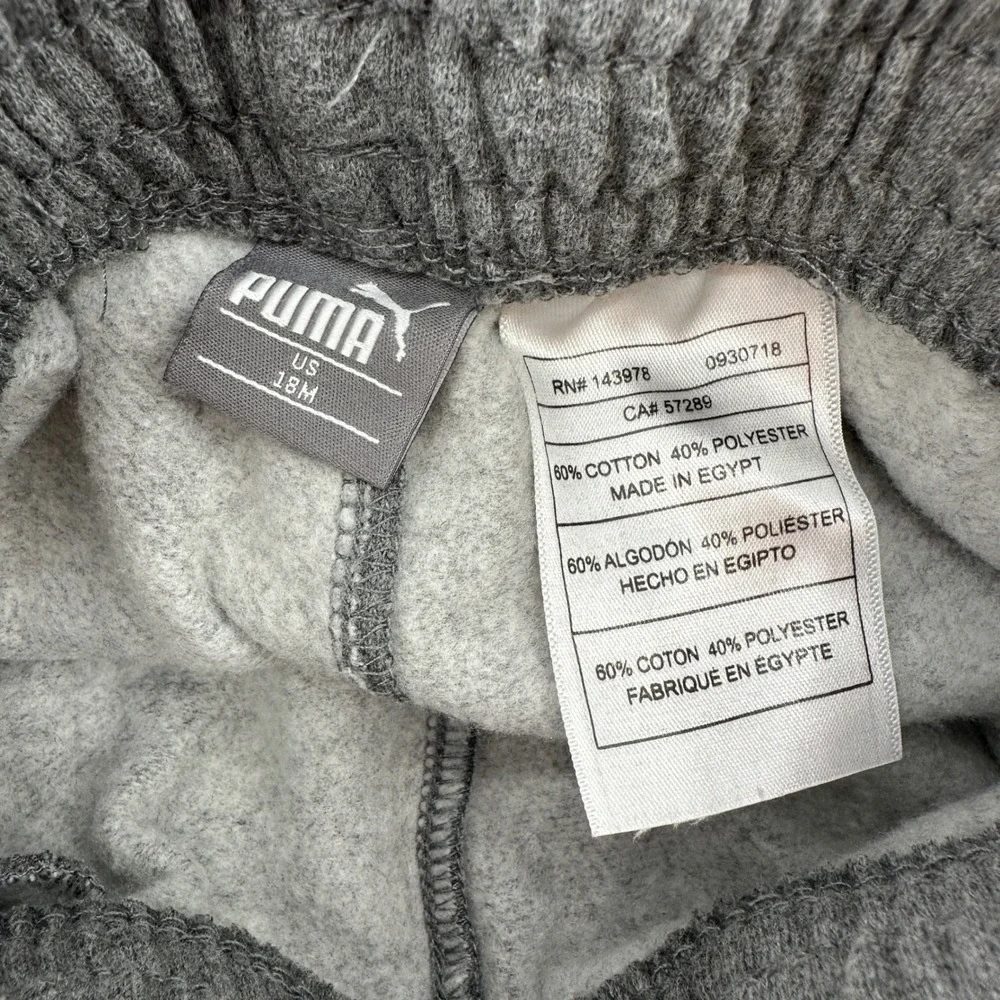 Puma Toddler Boys 18M Heather Gray Red Logo Hoodie and Joggers Tracksuit Set - Picture 10 of 11